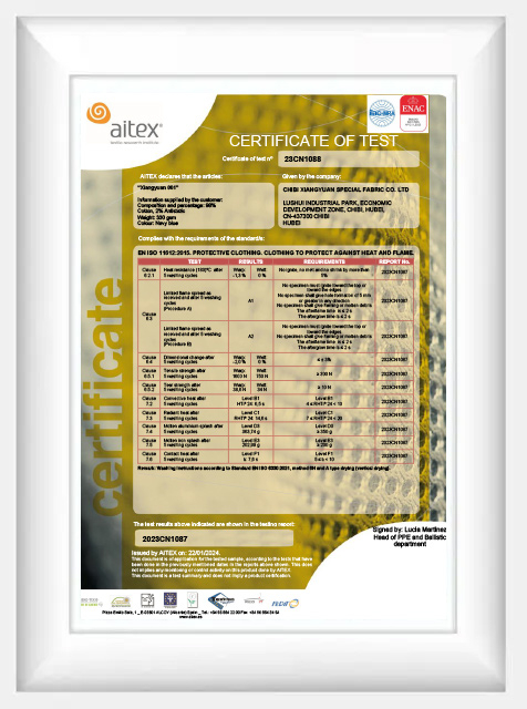 Functional fabric quality certificate