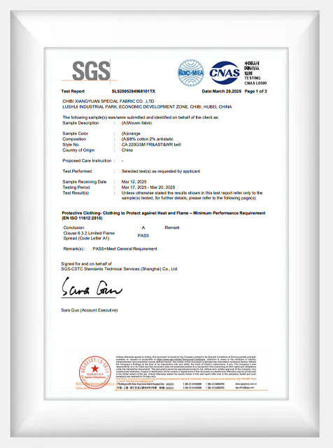 Protective functional fabric certificate