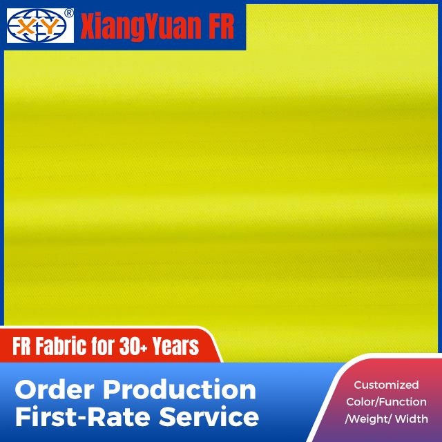 CVC Flame Resistant Fluorescent Yellow Twill for Industrial Use